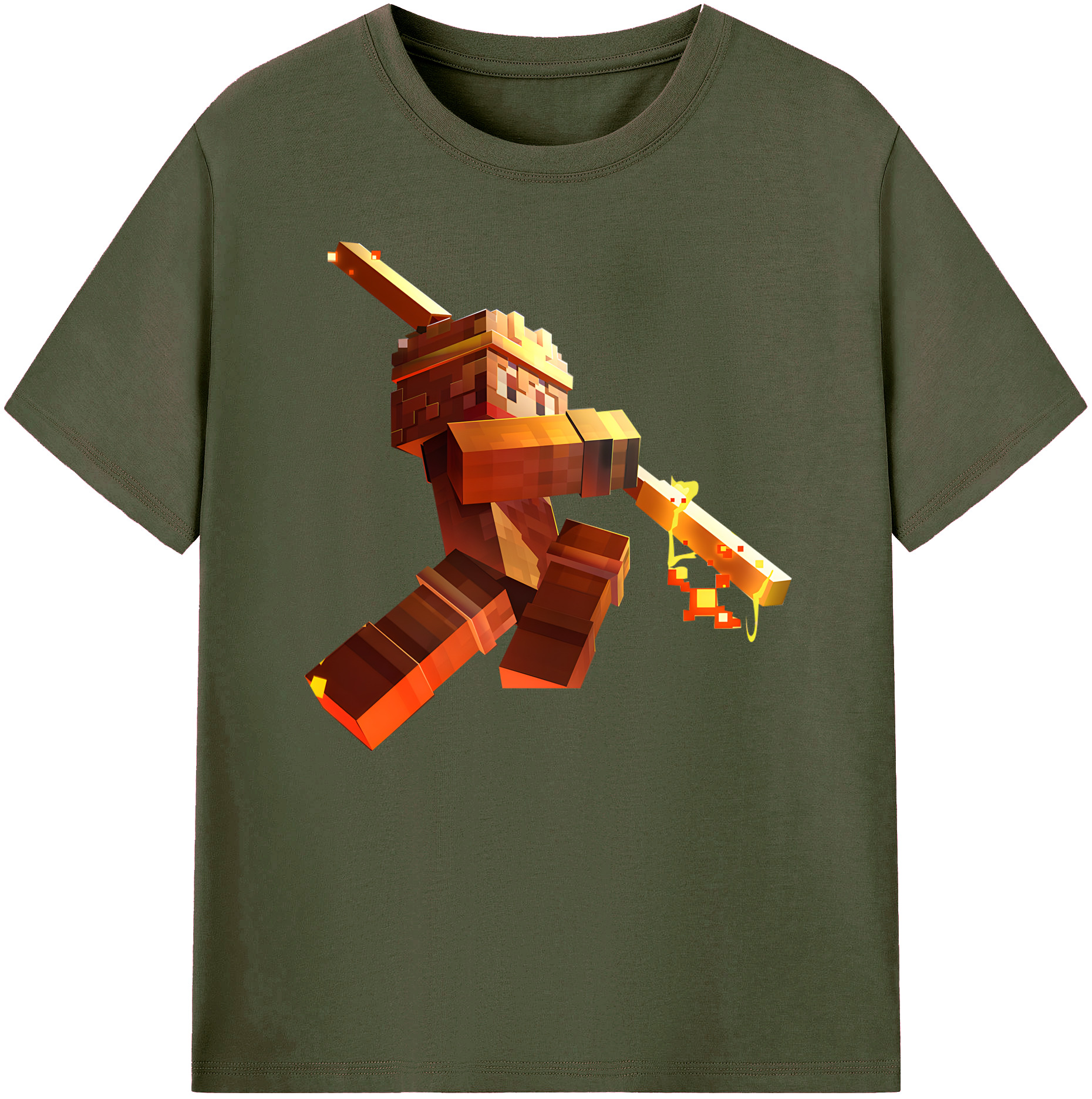 （画像用） マインクラフト ブロックの世界 Minecraft MC Block world 綿100％ メンズ半袖Tシャツ｜肌触りやわらか＆通気性